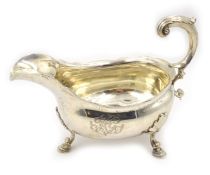 George II silver gravy boat by George Methuen London 1754 10oz Condition Report