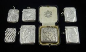 Collection of Victorian and later silver vesta cases, one boxed Condition Report 5.