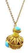 Middle eastern 14k gold incense bottle pendant,
