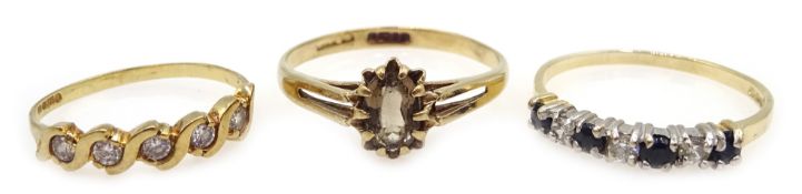 9ct gold smoky quartz ring and two stone set dress rings hallmarked 9ct Condition Report
