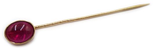 19th century Dutch 14ct gold cabochon ruby stickpin Condition Report ruby 1cm<a