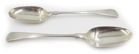 Pair of early George III silver tablespoons Old English/fiddle pattern by James Tookey London 1763,