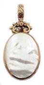 9ct rose gold hardstone and mother of pearl pendant,