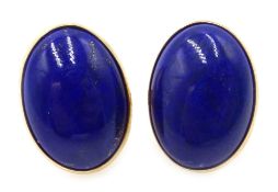 Pair of 9ct gold oval lapis lazuli stud earrings,