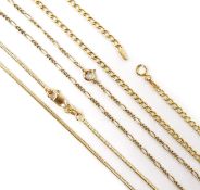 Three 9ct gold chain necklaces hallmarked or stamped Condition Report 8gm<a