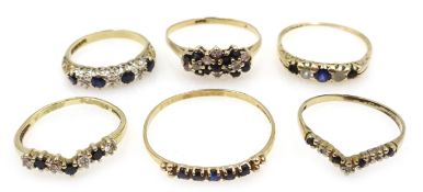 Six 9ct gold stone set dress rings hallmarked Condition Report 8.