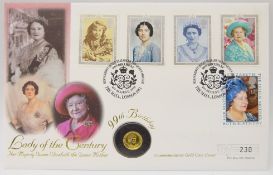 Queen Elizabeth II 1999 Bailiwick of Guernsey miniature gold '5 pounds' coin,