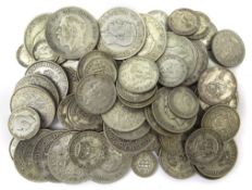 Over 490 grams of Great British pre 1947 silver coins; half crowns, florins, shillings,