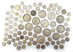Collection of George III and later Great British pre 1920 silver coins including; 1816 shilling,