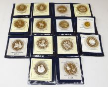 Fourteen modern silver proof commemorative coins including; 1995 Vanuatu fifty vatu,