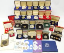 Collection of World year sets, commemorative coins,