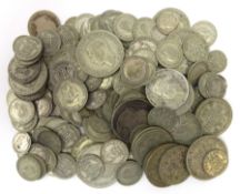 Over 650 grams of pre 1947 Great British silver coins; half crowns, florins, shillings,