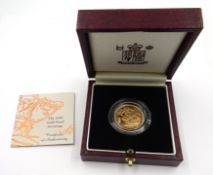 Queen Elizabeth II 1999 gold proof full sovereign,