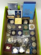 Collection of Great British and World coins including; approximately 90 grams of pre 1947 coins,