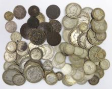 Collection of pre 1920 and pre 1947 coins including Edward VII half crowns and other tokens/coins