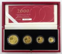 Queen Elizabeth II Royal Mint '2000 Gold Proof Britannia Collection' one ounce, half ounce,