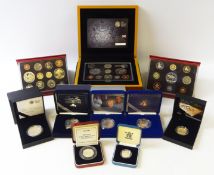 Collection of modern Royal Mint proof sets and silver proof coins; 2008 executive proof set,