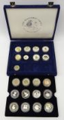 Twenty-one mostly silver proof commemorative coins including; Bailiwick of Jersey 1996 two pounds,