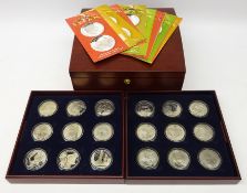 Eighteen sterling silver coins, forming 'The Golden Age of Steam' coin collection,