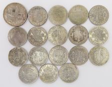 Seventeen pre 1947 half crowns and a King George V 1935 crown,