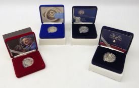 Four Royal Mint silver proof five pound coins; 1997 'Diana Memorial Crown',