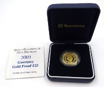 Queen Elizabeth II 2001 Guernsey 'Queen Elizabeth II 75th Birthday' gold proof twenty-five pounds