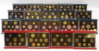 Nineteen Royal Mint proof sets; two 1983, 1984, 1985, 1986, 1987, two 1988, two 1989, 1990, 1991,
