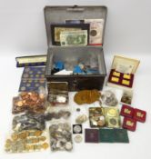 Large collection of Great British and World coins and banknotes including;