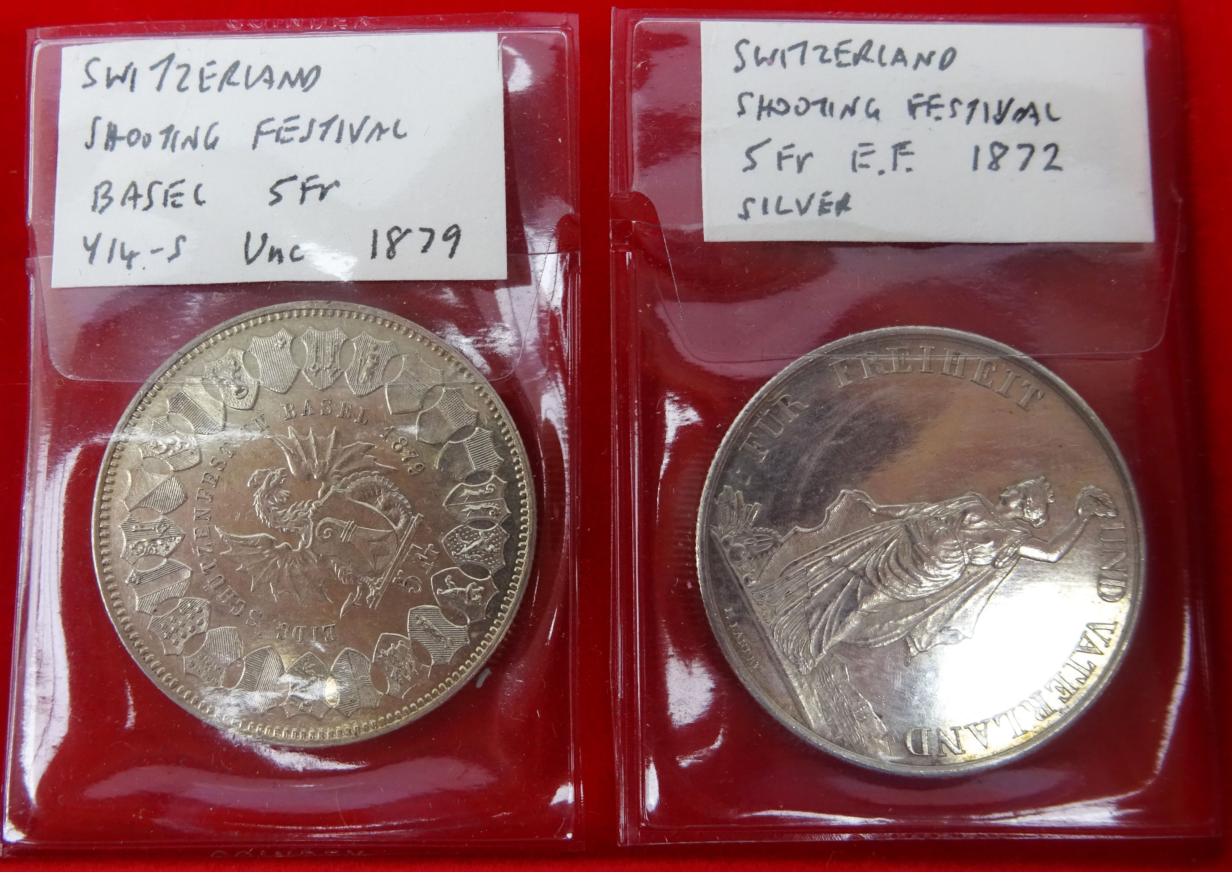 Thirteen 19th century and later Swiss five Franc coins including; shooting festival 1861, 1872, - Image 2 of 8