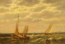 Abraham Hulk Snr. (Dutch 1813-1897): Fishing Boats in Open Water, 17cm x 25cm