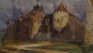Peter De Wint (British 1784-1849): Castle by Moonlight,