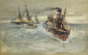 Frank Henry Mason (Staithes Group 1875-1965): Lifeboat Rescue with Steam Tug,