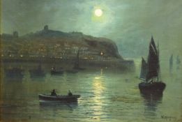 Walter Linsley Meegan (British c1860-1944): South Bay Scarborough by Moonlight,