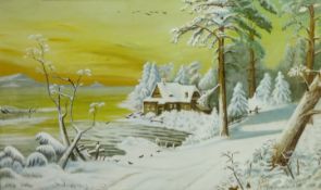 J Latara (Russian 20th century): Winter Landscape,