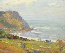 John William Howey (Staithes Group 1873-1938): 'Runswick Bay', oil on panel signed,