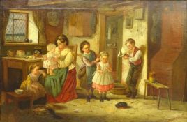 E Turner (19th century): The Fisherman's Family, oil on canvas signed and dated 1876,