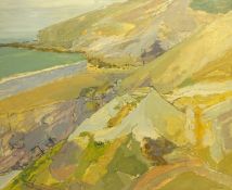 Ian Simpson (British mid 20th century): 'Tregardock Beach' North Cornwall, oil on board signed,