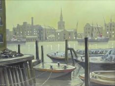 Steven Scholes (Northern British 1952-): 'Rotherhithe London from Wapping 1956',