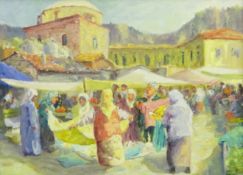 Catherine Tyler (British 1949-): 'Turkish Linen Market',