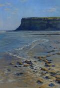 Elizabeth A Smith PPRSMA (British 1950-): 'Saltburn Beach and Hunt Cliff',