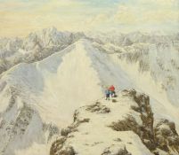 Vivian M Palmer (Canadian 20th century): Climbing in the Rocky Mountains,