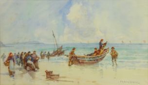 Frank Rousse (British fl.1895-1917): Departure and Return of the Fishing Boats, pair watercolours