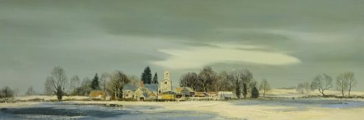 Michael D Barnfather (British 1934-): Farmstead in Winter, oil on canvas signed and dated '75,