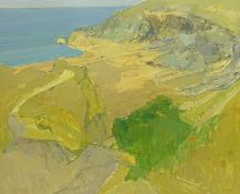 Ian Simpson (British mid 20th century): 'Lundy Bay' North Cornwall, oil on board signed,
