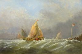 Manner of Hermanus Koekkoek (Dutch 1815-1882): Sailing Barges off the Coast,