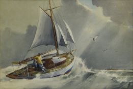 F C Clarke (Late 20th century): Yacht in Heavy Weather,