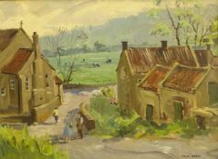 Angus Rands (British 1922-1985): 'Low Mills Farndale', oil on board signed,