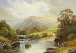 Walter Linsley Meegan (British c1860-1944): Upland River Landscape,