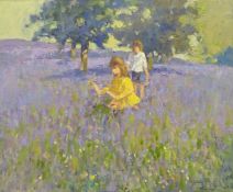 William Norman Gaunt (British 1918-2001): Children in a Wild Flower Meadow,