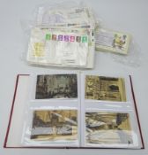 Modern album of Edwardian and later postcards including early Gruss Aus, real photographic, comic,